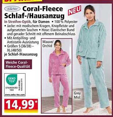 Coral-Fleece Schlaf-/Hausanzug für Damen