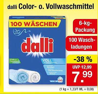 dalli Color- o. Vollwaschmittel 6-kg-Packung