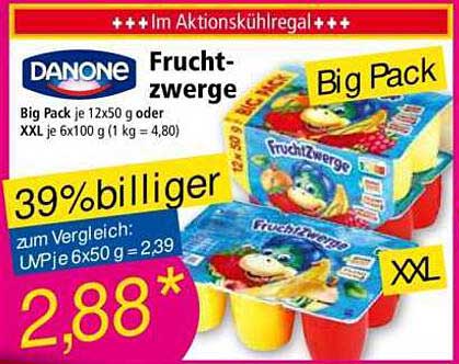 DANONE Fruchtzwerge Big Pack 12x50g oder XXL 6x100g
