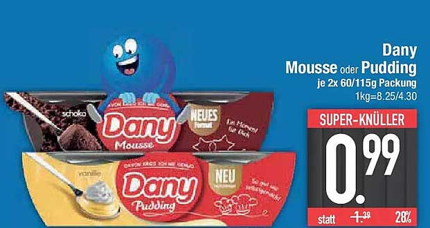 Dany Mousse oder Pudding je 2x 60/115g Packung