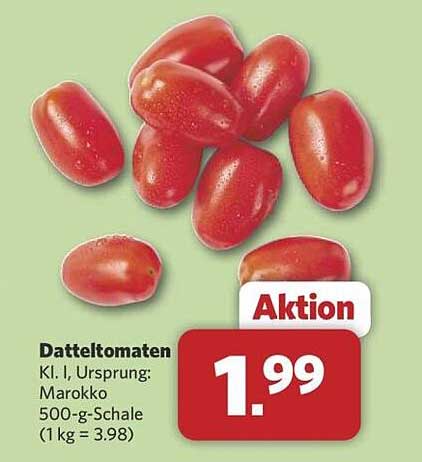 Datteltomaten Kl. I, Ursprung: Marokko 500-g-Schale