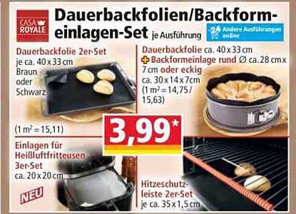 Dauerbackfolien/Backformeinlagen-Set je Ausführung