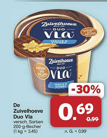 De Zuivelhoeve Duo Vla 200-g-Becher - Vanille & Schoko