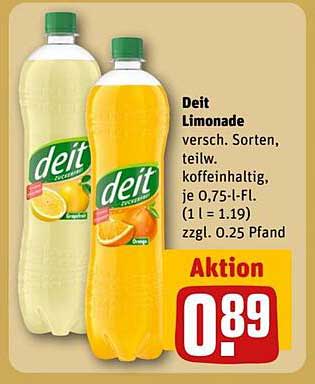 Deit Limonade, verschiedene Sorten, teilweise koffeinhaltig, je 0,75 l-Fl.