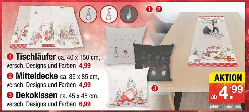 Dekorativer Tischläufer und passende Dekoartikel