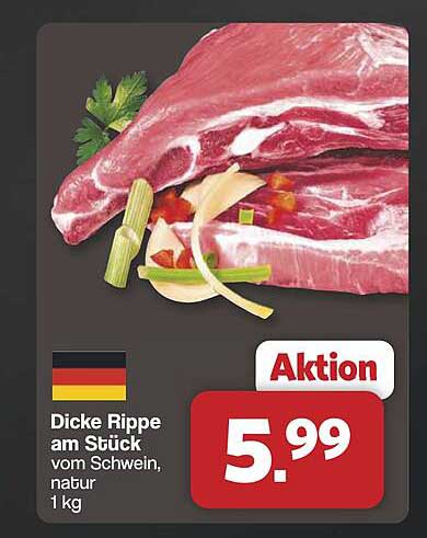 Dicke Rippe am Stück vom Schwein, natur, 1 kg