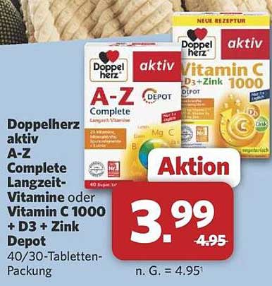 Doppelherz aktiv A-Z Complete Langzeit-Vitamine oder Vitamin C 1000 + D3 + Zink Depot