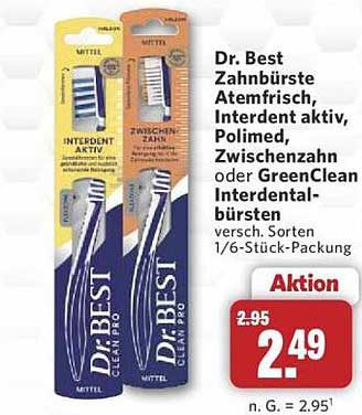 Dr. Best Zahnbürste Atemfrisch, Interdent aktiv, Polimed, Zwischenzahn oder GreenClean Interdentalbürsten