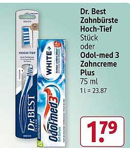 Dr. Best Zahnbürste Hoch-Tief oder Odol-med 3 Zahnpaste Plus 75 ml