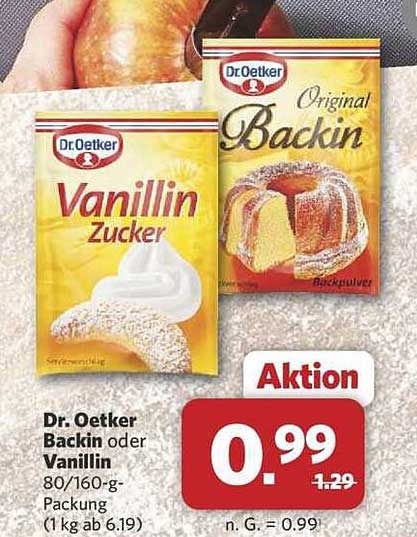 Dr. Oetker Backin oder Vanillin 80/160-g-Packung
