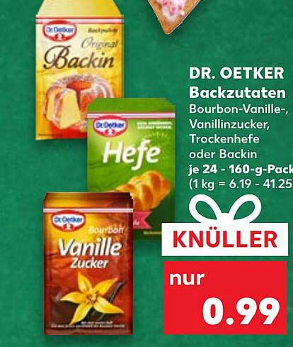 DR. OETKER Backzutaten: Bourbon-Vanille-, Vanillinzucker, Trockenhefe oder Backin je 24 - 160-g-Pack