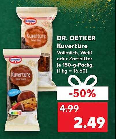 DR. OETKER Kuvertüre Vollmilch, Weiß oder Zartbitter je 150-g-Packg.