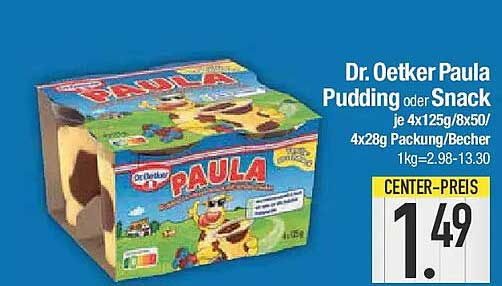 Dr. Oetker Paula Pudding oder Snack je 4x125g/8x50/4x28g Packung/Becher