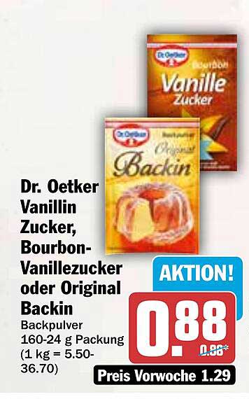 Dr. Oetker Vanillin Zucker, Bourbon-Vanillezucker oder Original Backin