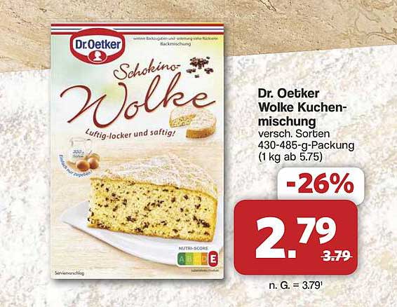 Dr. Oetker Wolke Kuchen-mischung verschieden Sorten 430-485-g-Packung