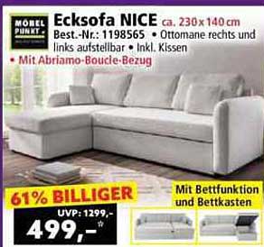 Ecksofa NICE mit Bettfunktion und Bettkasten