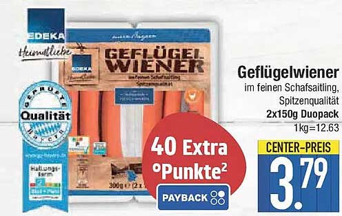 EDEKA Geflügelwiener 2x150g Duopack