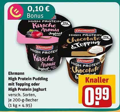 Ehrmann High Protein Pudding mit Topping oder High Protein Joghurt