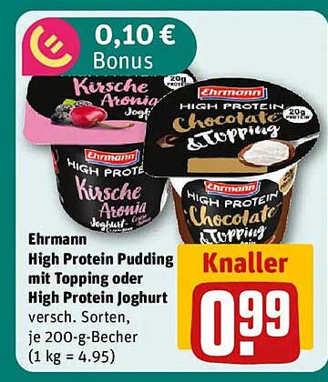 Ehrmann High Protein Pudding mit Topping oder High Protein Joghurt