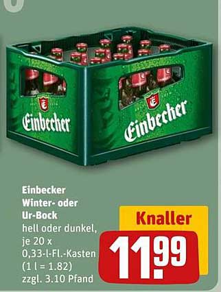 Einbecker Winter- oder Ur-Bock, je 20 x 0,33 l-Fl.-Kasten