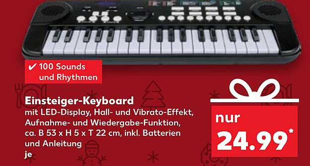 Einsteiger-Keyboard mit LED-Display und 100 Sounds
