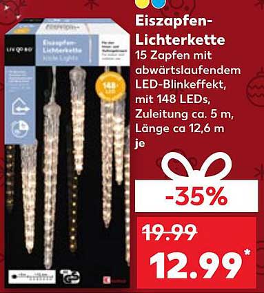 Eiszapfen-Lichterkette 15 Zapfen mit abwärtslaufendem LED-Blinkeffekt