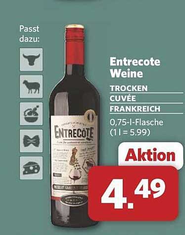 Entrecote Weine Trocken Cuvée Frankreich 0,75-l-Flasche