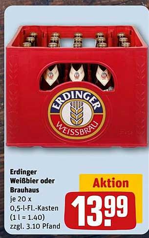 Erdinger Weißbier oder Brauhaus - 20 x 0,5 l-Flaschen