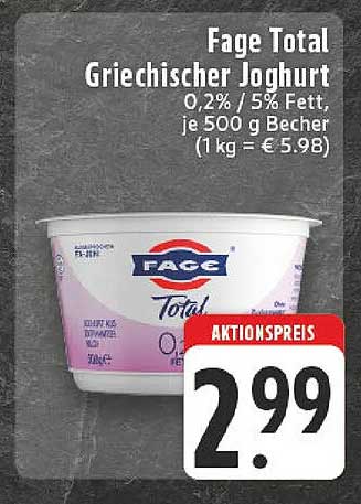 Fage Total Griechischer Joghurt 0,2% / 5% Fett, je 500 g Becher