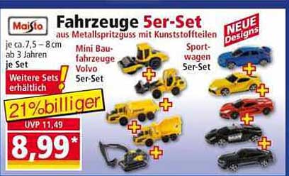 Fahrzeuge 5er-Set aus Metall-Spritzguss mit Kunststoffteilen