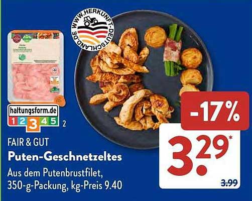 FAIR & GUT Putengeschnetzeltes, 350-g-Packung