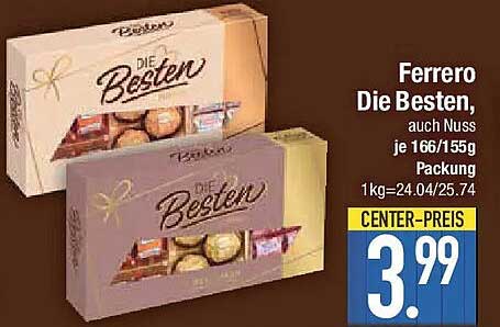 Ferrero Die Besten, auch Nuss je 166/155g Packung