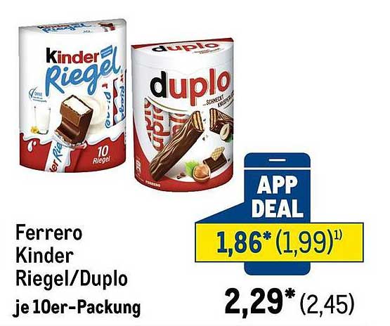 Ferrero Kinder Riegel/Duplo je 10er-Packung