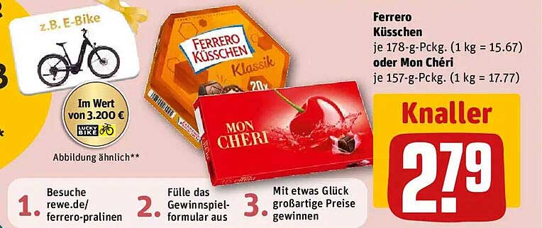 Ferrero Küsschen oder Mon Chéri für nur 2,79 €
