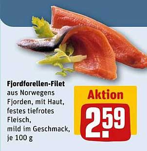 Fjordforellen-Filet aus Norwegens Fjorden, mit Haut, festes tiefrotes Fleisch, mild im Geschmack, je 100 g