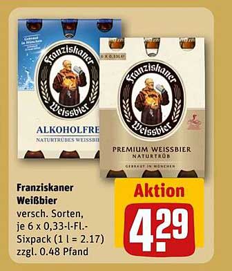 Franziskaner Weißbier, verschiedene Sorten, je 6 x 0,33-l-Fl.