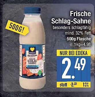 Frische Schlag-Sahne 500g - nur 2,49 € bei EDEKA