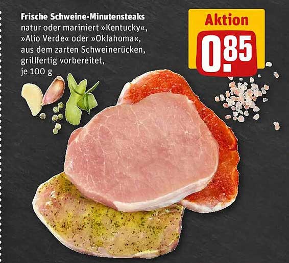 Frische Schweine-Minutensteaks natur oder mariniert
