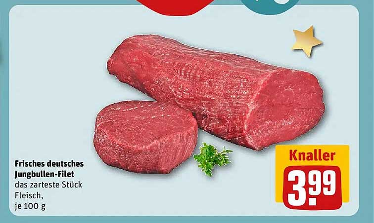 Frisches deutsches Jungbullen-Filet, das zarteste Stück Fleisch