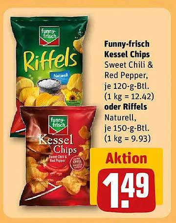 Funny-frisch Kessel Chips Sweet Chili & Red Pepper oder Kessel Chips Naturell
