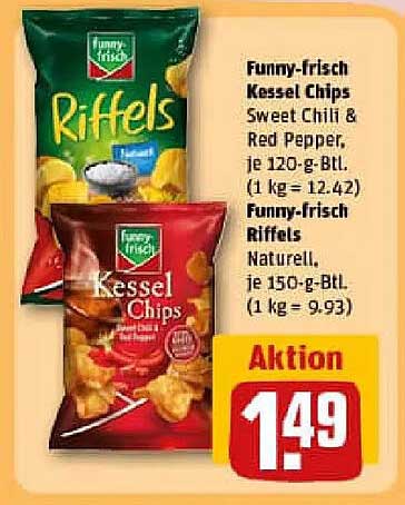 Funny-frisch Kessel Chips Sweet Chili & Red Pepper und Riffels