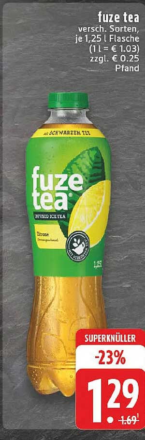 fuze tea 1,25 l Flasche, verschiedene Sorten