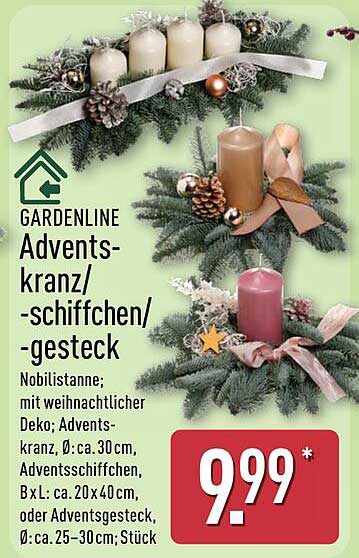 GARDENLINE Advents-kranz/-schiffchen/-gesteck