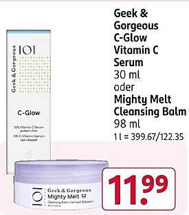 Geek & Gorgeous C-Glow Vitamin C Serum 30 ml oder Mighty Melt Cleansing Balm 98 ml