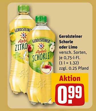 Gerolsteiner Schorle oder Limo - verschiedene Sorten je 0,75 l-Fl.