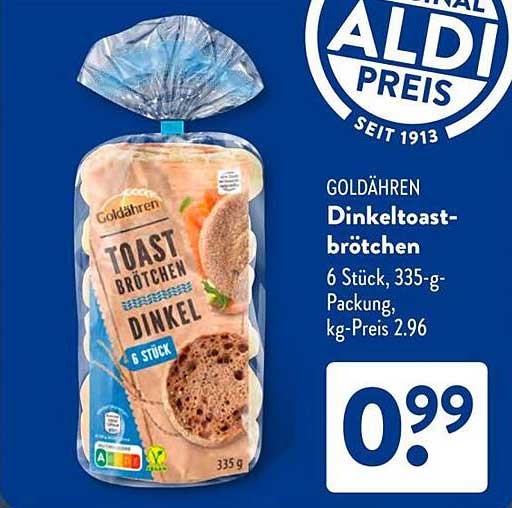 GOLDÄHREN Dinkeltoastbrötchen 6 Stück