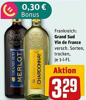 Grand Sud Vin de France: Merlot und Chardonnay