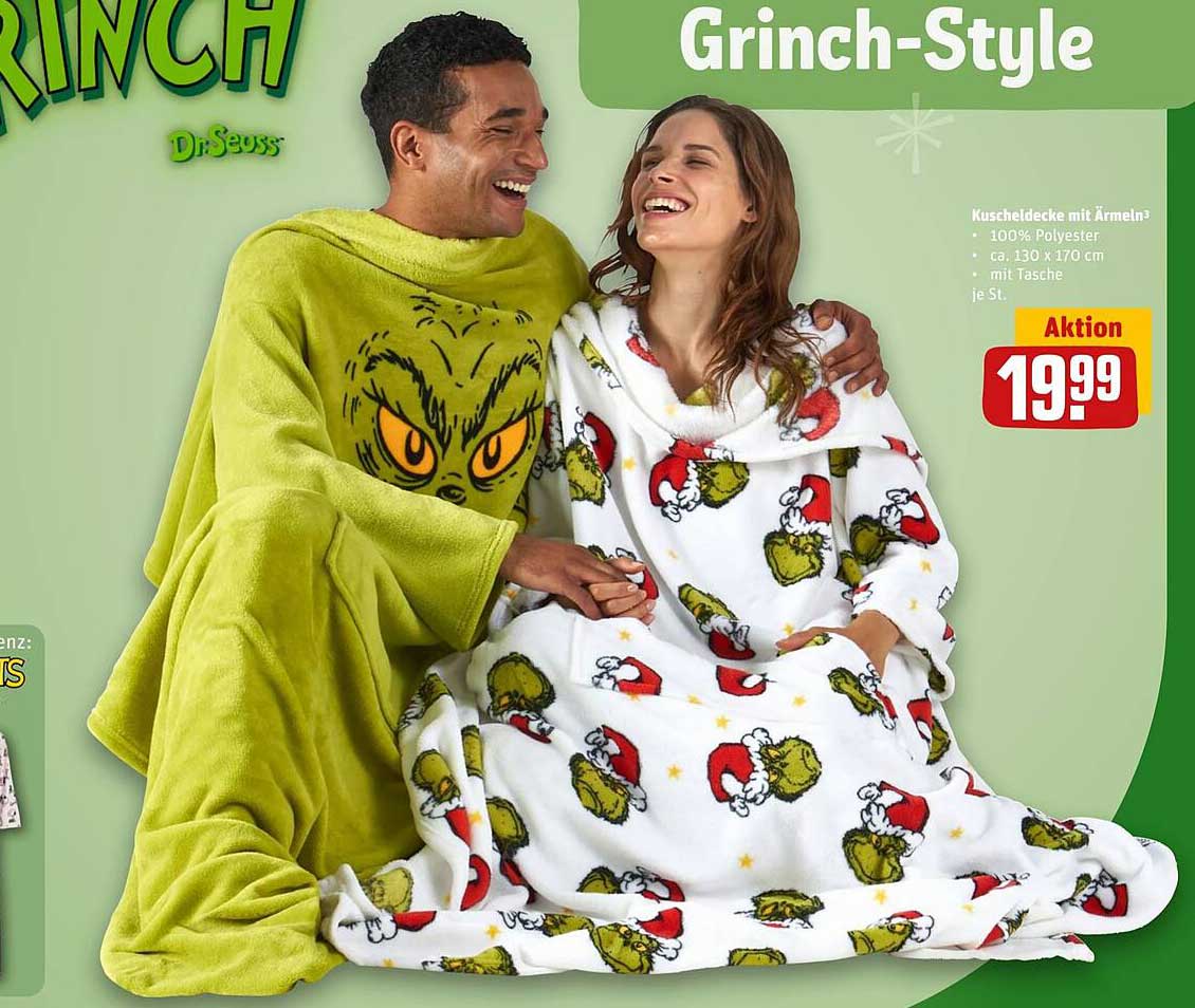 Grinch-Style Kuscheldecke mit Ärmeln