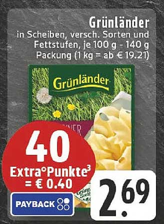 Grünländer in Scheiben, verschiedene Sorten und Fettstufen