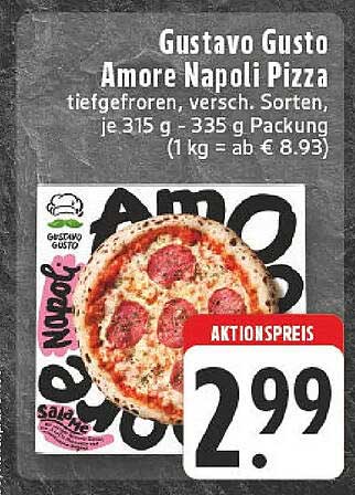 Gustavo Gusto Amore Napoli Pizza, tiefgefroren, verschiedene Sorten 315 g - 335 g
